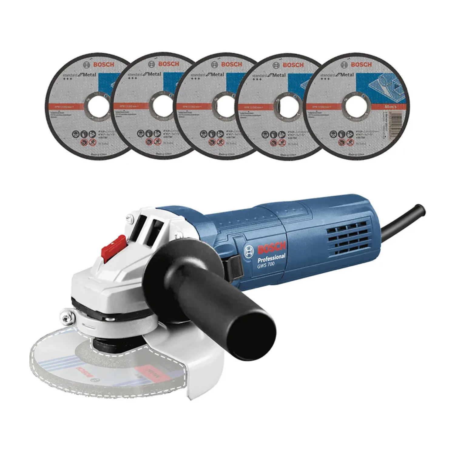 Amoladora angular 4.1/2" 710W + 5 discos GWS700