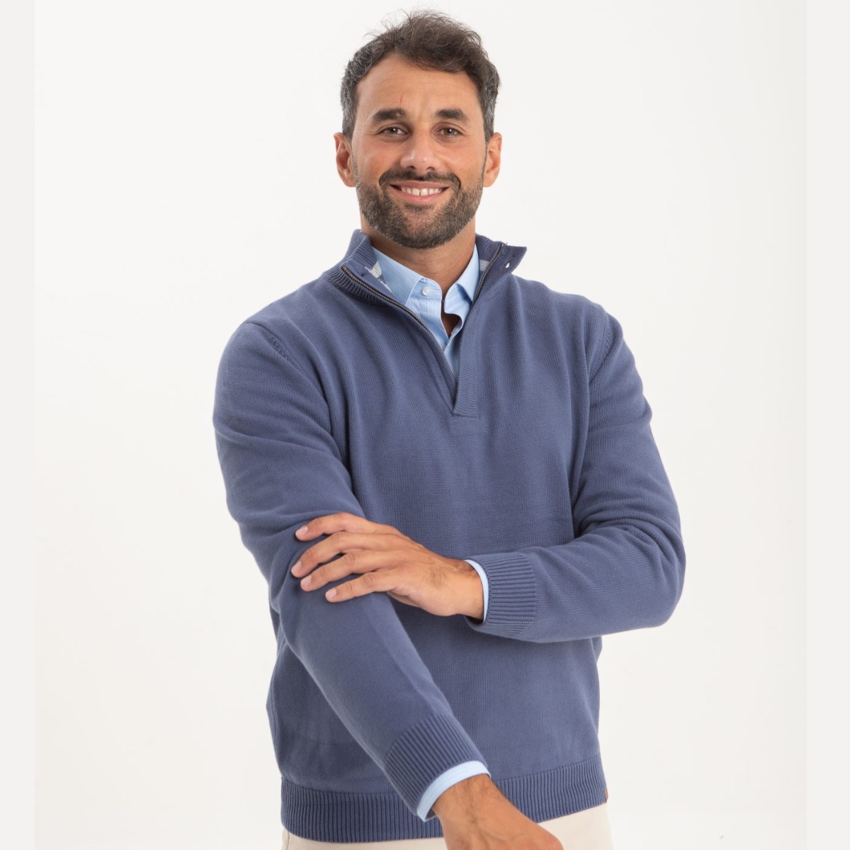 Sweater Medio Cierre con tapa en Cartera 100% Algodon