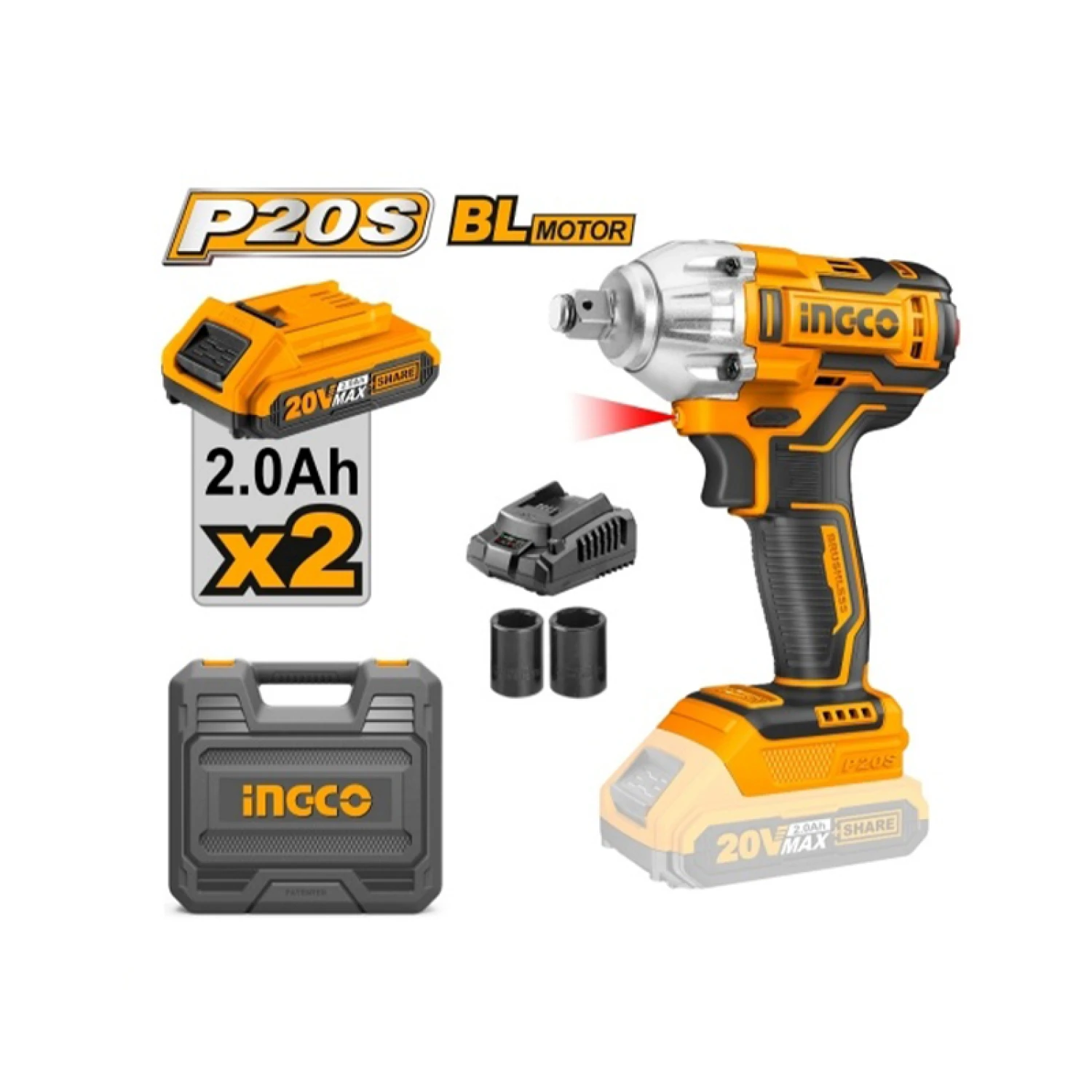 Llave de impacto 1/2" 20V 300NM c/2 baterías