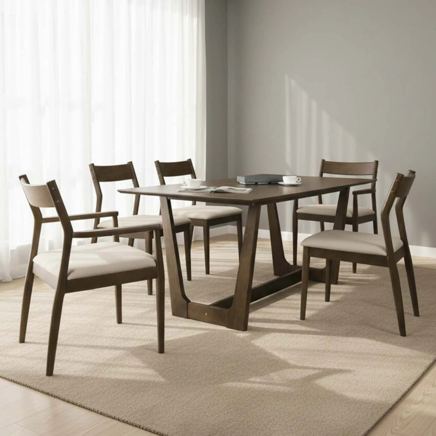 JUEGO DE COMEDOR 1+6 - MADERA OSLO