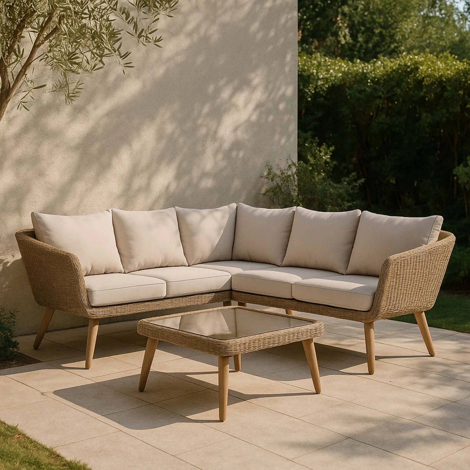 SET ESQUINERO EXTERIOR - RATTAN-Y-MADERA NATURAL-BEIGE TOULOUSE