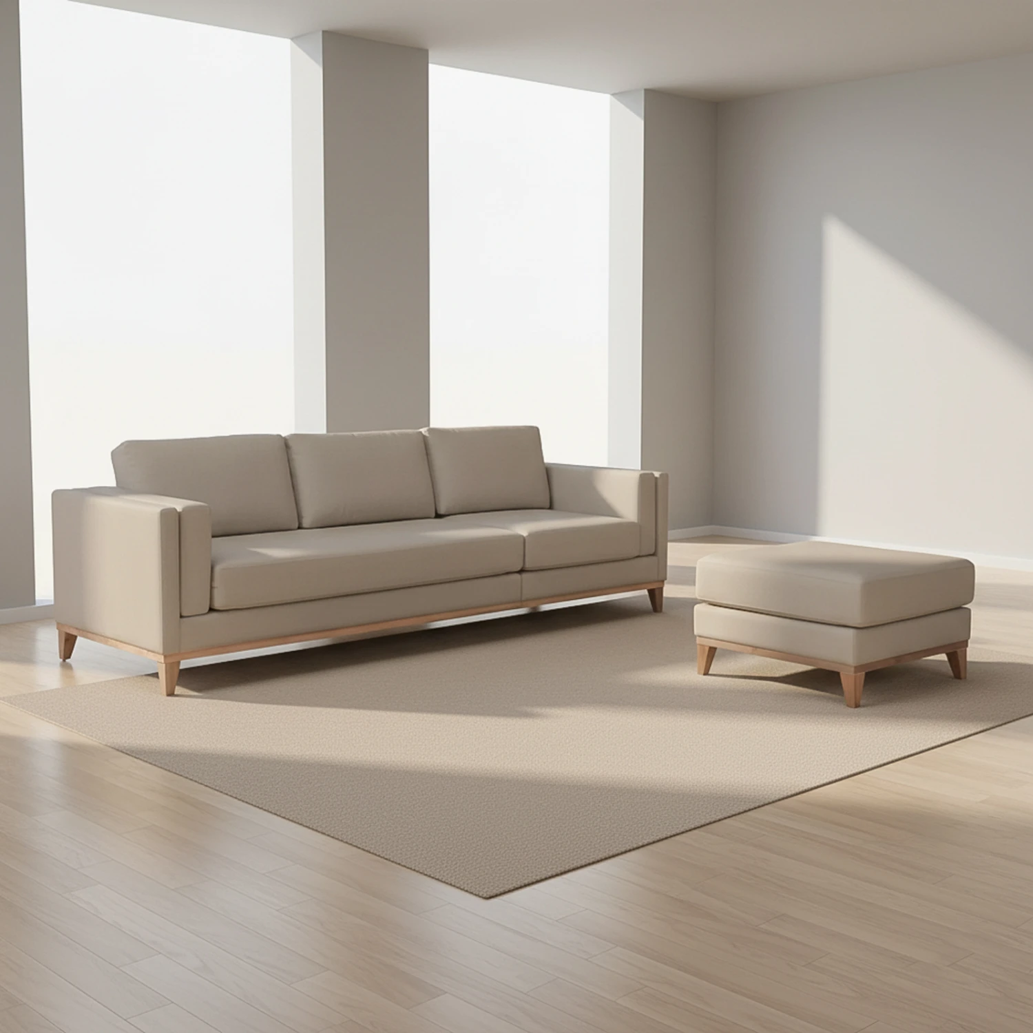 SILLÓN CON CHAISE - 3 CUERPOS TELA-PREMIUM NATURAL- EASY CLEAN LUXOR PREMIUM