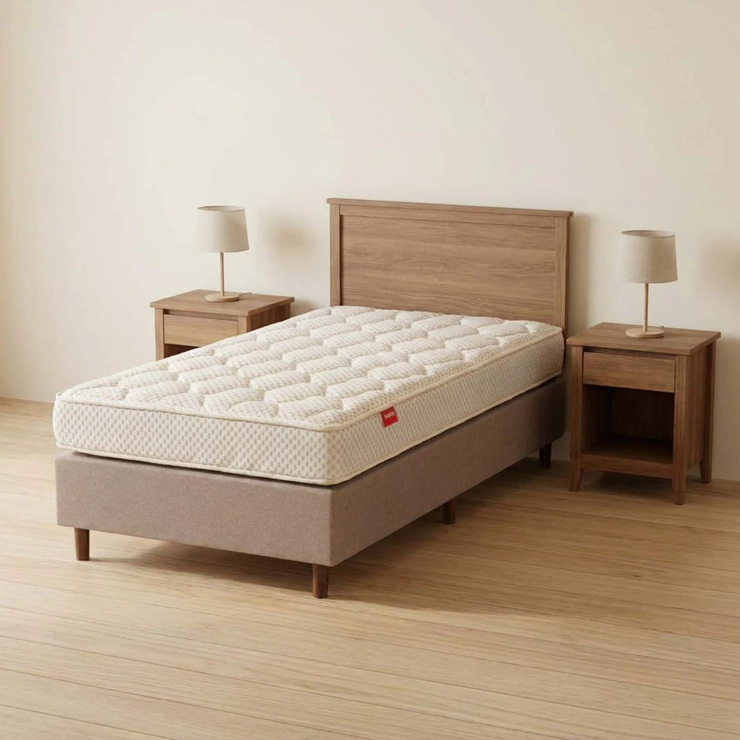 SOMMIER - 1 PLAZA Y MEDIA ESPUMA ALTA DENSIDAD IVORY 20CM ALTURA